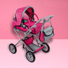 New Design Plastic ABS Baby Doll Stroller with Schoolbag Carry Cot Free Carriage Bag Large Combi Pram Simulation Doll Cart Accessory