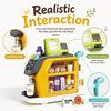 3-in-1 Kids Coffee Machine Toy Set with Cash Register Refrigerator Scanner Light Sound Kitchen Pretend Play Role Play Educational Gift for Boys Girls Toddlers