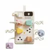 Toddlers Electrical Outlet Toy Montessori Simulation Power Strip Insert Geometric Pairing Activity Baby Busy Board with Light & Sound