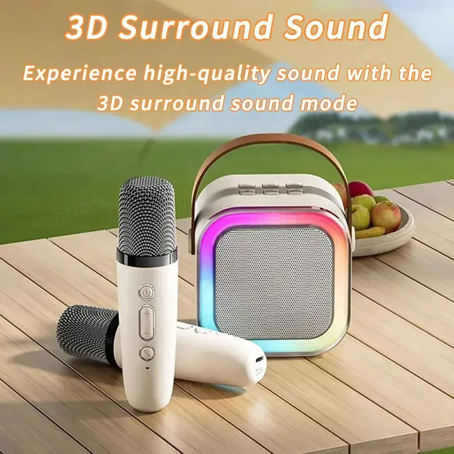 K12 Mini Handle Portable Dual Wireless Bluetooth Speaker with Microphone for Children