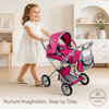 New Design Plastic ABS Baby Doll Stroller with Schoolbag Carry Cot Free Carriage Bag Large Combi Pram Simulation Doll Cart Accessory