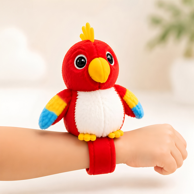 Talking Record Repeat Plush Parrot Wrist Slap Band Toy Interactive Singing Bird Stuffed Animal Early Educational Sensory Toys