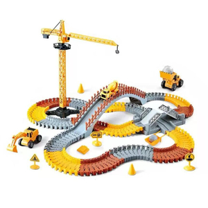 DIY Assembly Engineering Track Car Kit Pull Back Truck City Rail Race Track Slot Toys for Kids Educational Gift