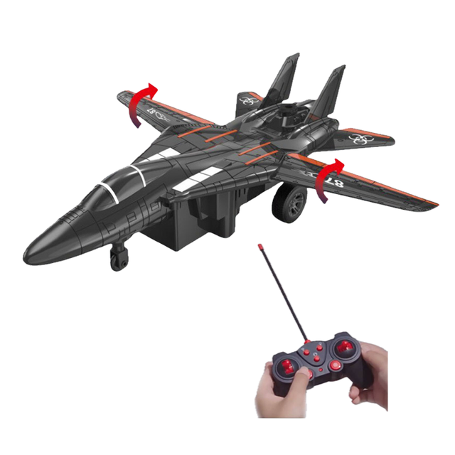 1: 16 9CH Remote Control Model Toys Wing Switch Simulation Battle Jet Fighter RC Airplane with Spray Lights and Music for Kids