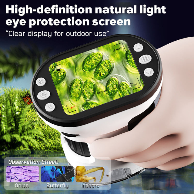 STEM Physics Science Educational Digital Microscope for Kids with LCD Screen & HD Camera Early Educational Toy Biology Lab Kit Magnification for Children Ages 6-12