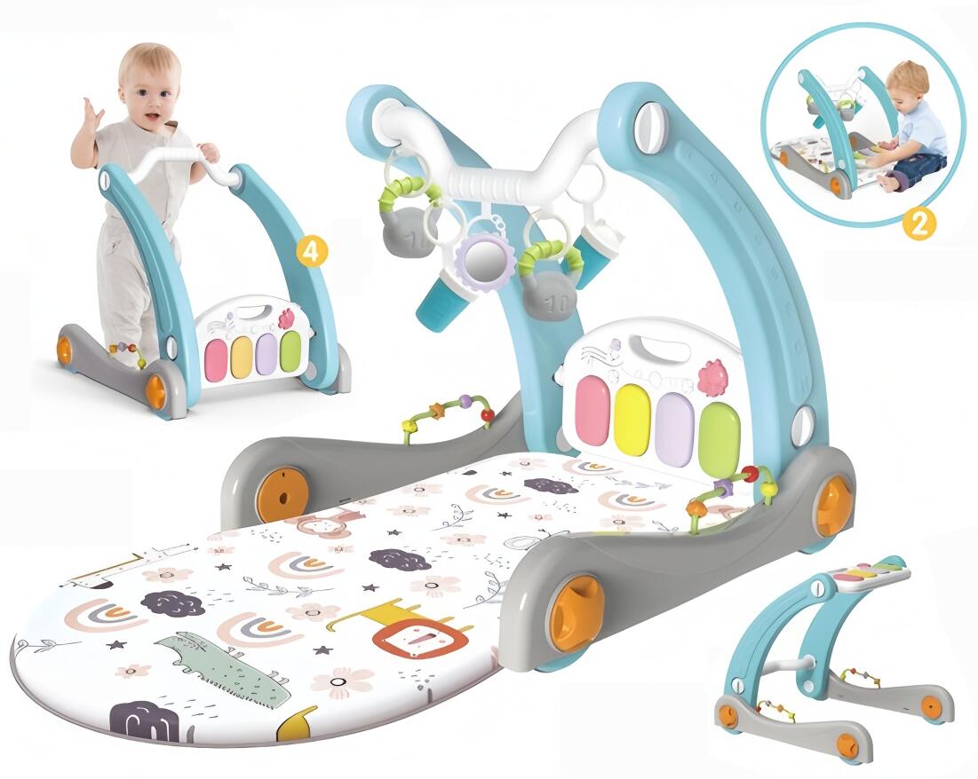 BBH5285963 4-in-1 Baby Activity Center, Baby Gym Play Mat with Learning Walker, Tummy Time Mat & Kick and Play Piano, Musical Infant Play Mat with Lights for Newborn 0-3-6-9-12 Month Boy Girl