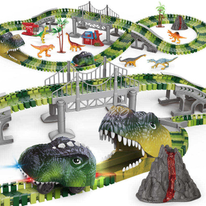 183Pcs Tracks Set Kids Construction Race Track Toy Educational Assemble Plastic Dinosaur Slot Car