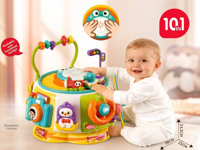Multifunctional 10 in 1 Activity Center Education Baby Toy with Light Music for Toddlers