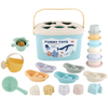 Wheat Straw Baby Bathing and Beach Toy Set with Stacking Cups Boats Animal Shapes and Bucket for Toddlers