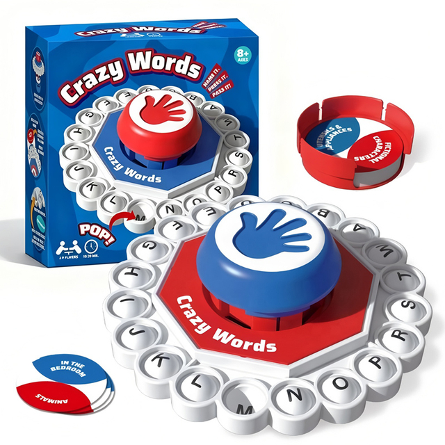 Crazy Words Party Game Toys, Quick Thinking Letter Pressing, Family Board Game, 2-8 Players, Ages 8+ Educational Toy