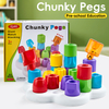 Kids Early Educational DIY Stacking Peg Toys Building Blocks Shape Puzzle Sorting Game Toys Montessori Chunky Plastic Pegs,22 PCS IBH5287407
