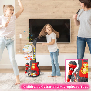 Children's Karaoke Machine Singing Toy, Kids Musical Instrument Plastic Set with Microphone Guitar and Built-in Speaker, Portable Sing-Along Music Player for Preschool Boys Girls Birthday Party Gift