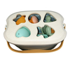 Wheat Straw Baby Bathing and Beach Toy Set with Stacking Cups Boats Animal Shapes and Bucket for Toddlers
