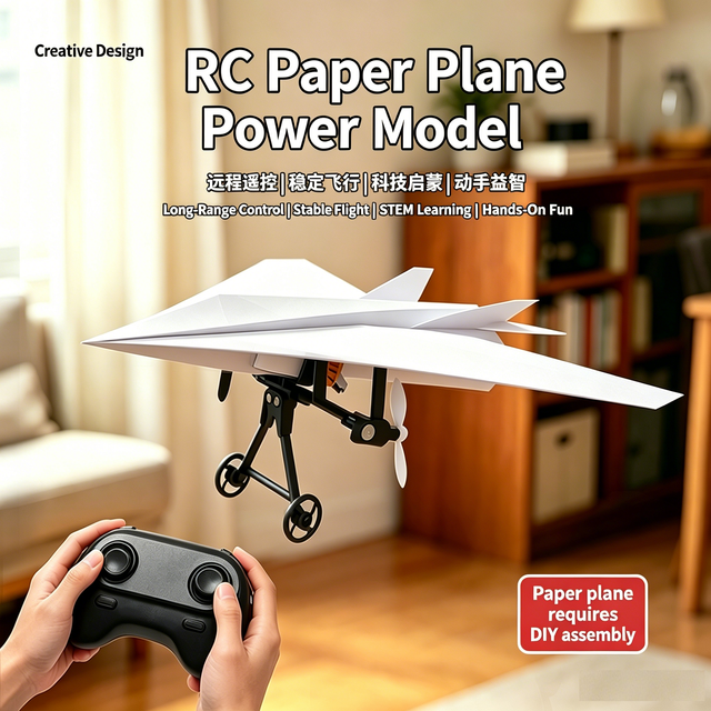 2.4Ghz DIY Paper Plane RC Airplane Kit Remote Control Paper Plane with Lights for Kids Gifts STEM Toy for Schools