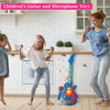 ToysBase Kids Electric Guitar Toy, Educational Musical Instruments Kit with Karaoke Singing Microphone, Simulated Electric Guitar Music Player Set for Toddlers Boys Girls Ages 3-8 Birthday Gift