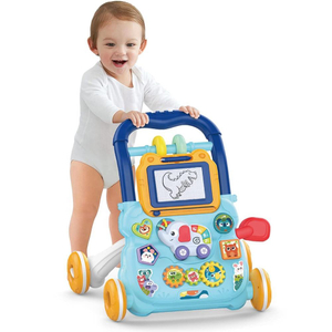 Cartoon Elephant Kids Multifunctional Baby Music Push Walker Toy, Standing Toy for Boys, 4-Wheel Kids Walker, Modern Gift