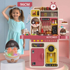 Pretend Play Kitchen Set for Kids 3+ 93 PCS Big Cooking Toy with Spray Water Egg Steamer Tableware, 96cm Multifunction Educational Kitchen Play Gift for Boys Girls