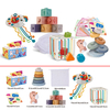 6 in 1 Montessori Educational Shape Sorter Cube Tissue Box Pull String Infant Activity Soft Building Blocks Baby Sensory Toys