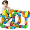 3D Magnetic Train Track Set for Kids, Flexible Puzzle Cube Slot Railway Game, Battery-Operated Plastic Train Toys, Educational Building Track Birthday Gift for Boys Girls Toddlers Age 3+