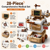28 Pcs Kids Doctor Kit Medical Toy Cart with Light Sound Pretend Play Set Educational Hospital Role Play Clinic Toy for Kids Gift