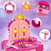 Toddler Plastic Makeup Vanity Table,Girls Makeup Vanity Set,Pretend Play Beauty Fashion Toys for Kids with Light Music
