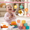 4 in 1 Pull String Stacking Blocks Sensory Shapes Storage Bin Infant Bath Time Montessori Educational Baby Toys Gifts 