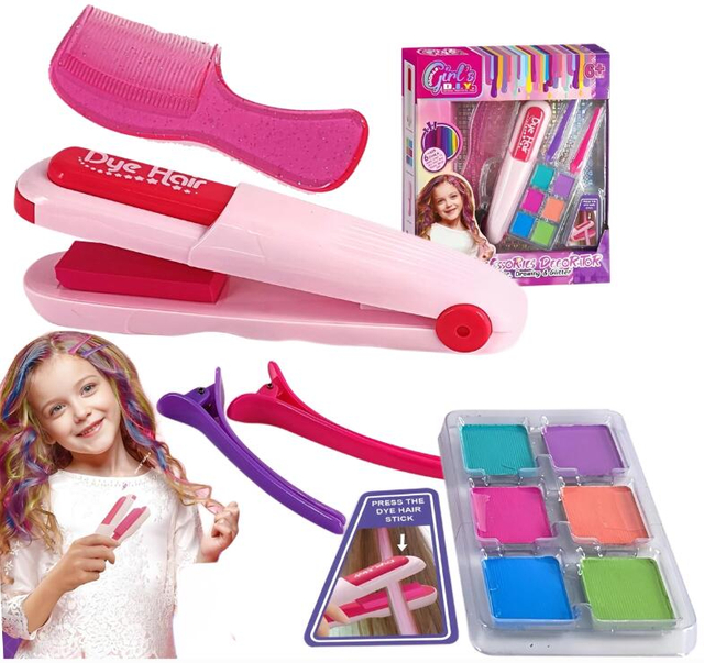 JC5284638 Makeup DIY Hair Dyeing Stick Set | Fashion Girl Toys Play Set | Washable Hair Chalk Comb | Temporary Hair Color Dye Toys