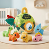 Montessori Sensory Dinosaur Egg Baby Plush Toy with Embroidered Figural Soft Volcano House for 1-3 Years Old