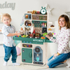 Pretend Play Kitchen Set for Kids 3+ 93 PCS Big Cooking Toy with Spray Water Egg Steamer Tableware, 96cm Multifunction Educational Kitchen Play Gift for Boys Girls
