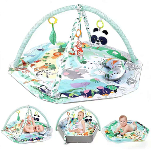 4 in 1 Baby Play Gym, Activity Gym Ball Pit with Tummy Time Mat & Sensory Toys, Foldable Infant Playing Mat for Newborn to Toddler, Machine Washable