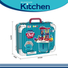 Pretend Play Preschool ABS Plastic Cooking Kitchen Set Toys for Children Ages 3+ with Portable Suitcase Box