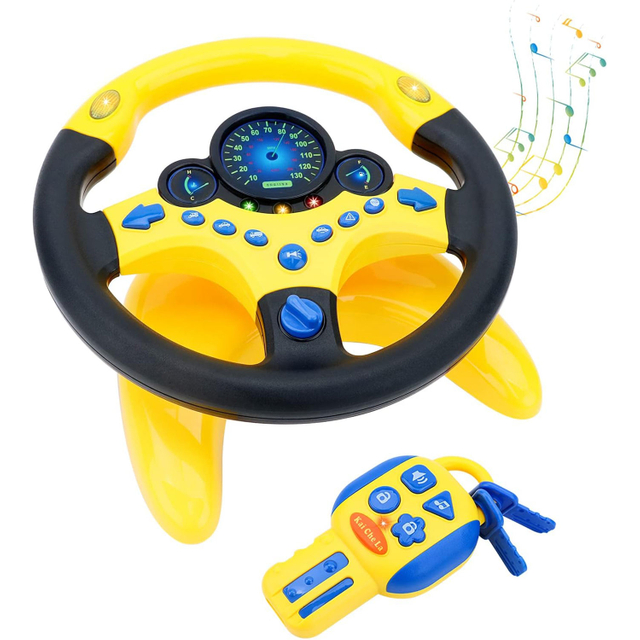 Educational Games Electric 360 Degrees Rotation Simulation Car Driving With Key of Light Music Baby Steering Wheel Toys