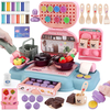 Kids Kitchen Toys Set for Toddlers Ages 2-10, ABS Plastic Pretend Play Kitchen with Play Dough Food, Toy Cash Register, Stamps & Cooking Utensils, Educational Role Play Gift Set for Boys Girls