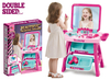 2026 New Arrival 2-in-1 Luxury Dressing Table & Learning Easel Toy for Girls, Makeup Vanity with Simulation Jewelry Cosmetics, Kids Pretend Play Set Birthday Gift Ages 3+