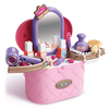 Kids Girls Dress up Toy Simulation Mini Makeup Table with Beauty Mirror, Portable Dressing Bag Pretend Play Toys