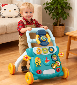 4 in 1 Infant Baby Walker,Children's Multi-functional Plastic Pushing Car with Light Sound,Baby Anti-Rollover Push Walker Toys for Kids