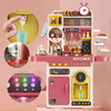 Pretend Play Kitchen Set for Kids 3+ 93 PCS Big Cooking Toy with Spray Water Egg Steamer Tableware, 96cm Multifunction Educational Kitchen Play Gift for Boys Girls