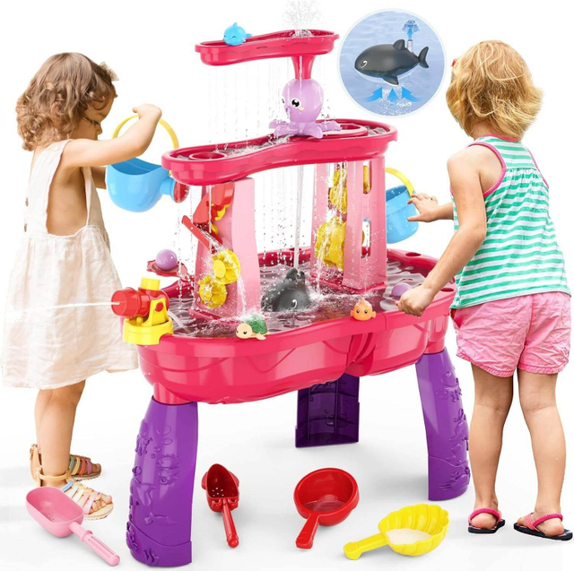 Outdoor Toys Summer Sand and Water Table with Electric Water Pump for Kids