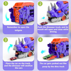 Dinosaur Transport Truck Toy Set for Kids Ages 3-8, Friction Powered Monster Truck Carrier with Slot Race Track Launch System, Includes 2 Diecast Toy Cars, ABS Plastic Vehicle Playset Gift for Boys Gi