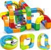 3D Magnetic Train Track Set for Kids, Flexible Puzzle Cube Slot Railway Game, Battery-Operated Plastic Train Toys, Educational Building Track Birthday Gift for Boys Girls Toddlers Age 3+