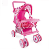 Pretend Play Doll Stroller for Girls | Pink Iron Frame Baby Doll Trolley with Adjustable Handle & Sunshade,
