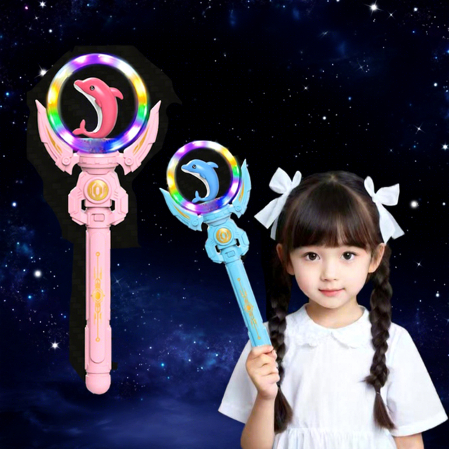 Birthday Party Light up Toys Spinning LED Carnival Kids Toy Unicorn Sticks Princess Flashing Fairy Dolphin Wand for Girl