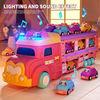 Princess Deform Ejection Friction Carrier Vehicle,Truck Toy with Mini Inertia Cars