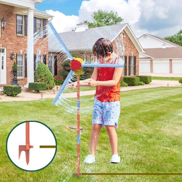 Windmill Sprinkler Toy Beach Games Water Outdoor Kids Play Fun Summer Beach 360° Rotating Spray Sprinkler Toy