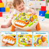 Dinosaur Piano Table for Toddlers 1-3, Electric Musical Baby Activity Learning Center with Lights & Sounds, Interactive Music Busy Board Educational Baby Toy Gift for Kids 1-3-5 Year