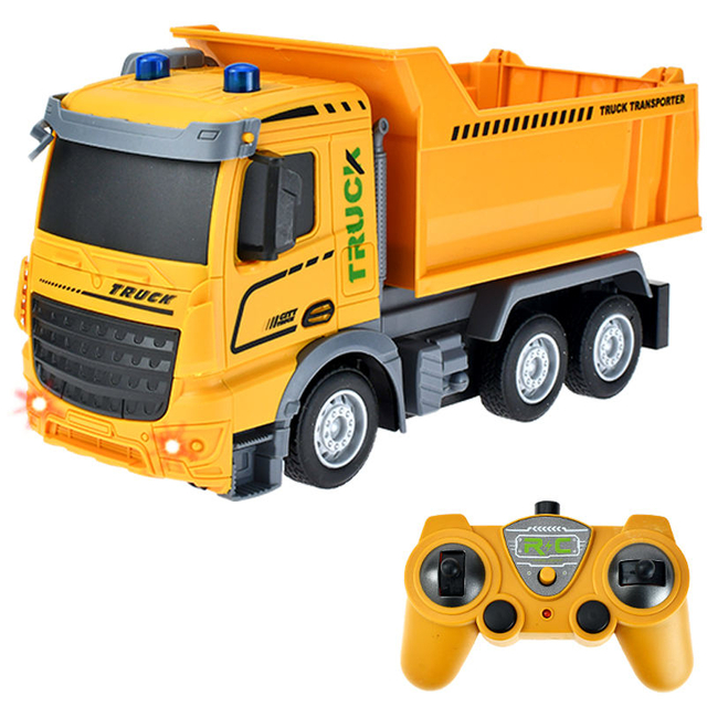 1/18 Scale Mini RC Truck 2.4GHz Remote Control Contruction Vehicle, Electric Toy Trucks with Lights, Construction Vehicles Toys for Kids Boys Girls, Birthday Gift Age 3+