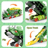 Dinosaur Transporter Truck Toy, Alloy Triceratops That Swallows Cars & Transforms into Race Track, Includes 2 Friction Toy Vehicles, Portable Playset Gift for Boys Ages 3-8