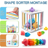 4 in 1 Pull String Stacking Blocks Sensory Shapes Storage Bin Infant Bath Time Montessori Educational Baby Toys Gifts 