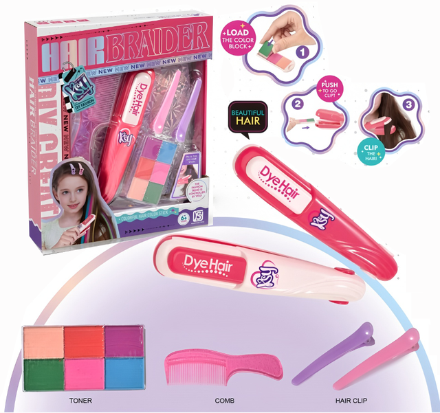 AJZ5283866 Children's Hair Color Dye Playhouse Body Dye Stick Hair Braider Washable Plastic Toys for Girls Pretend Makeup Toy 