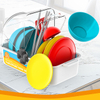 Children's Play Kitchen Utensils Dish Drainer Rack Realistic Pretend Play Kitchenware Toy Set,Plastic Tableware Simulation Kitchen Food Toys for Kids 3-6 Years, Gift for Boys Girls